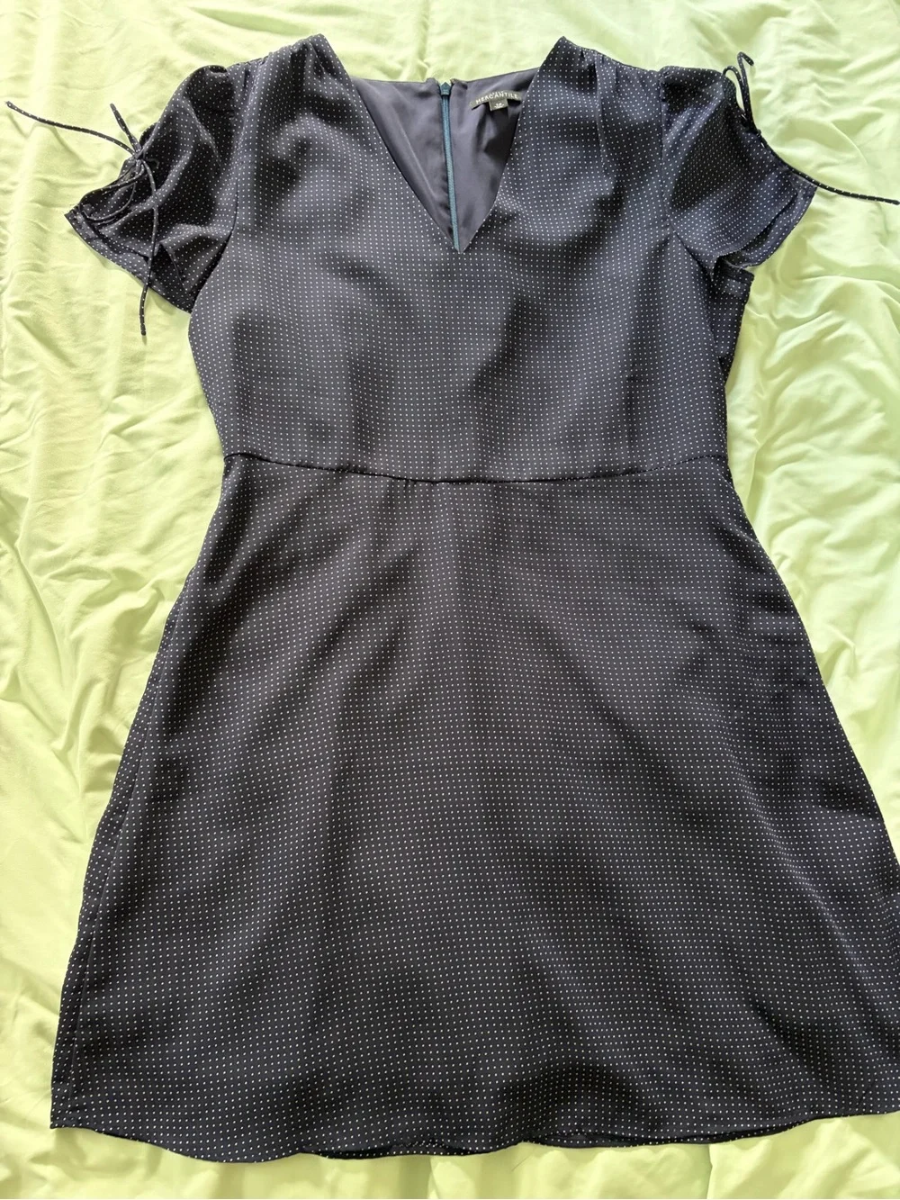 J. Crew Navy Dress with Subtle White Dot Print